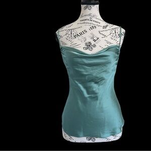 Wilfred Aritzia Cupro Satin Cami Top Yucca Green Spaghetti Strap Size XXS